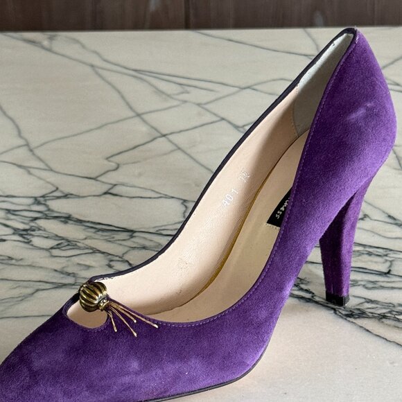 Vintage Lulu Guinness Slip On Cone Heel Cut Out Shell Pumps - US 7.5 - NEW - Picture 3 of 10